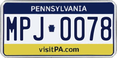 PA license plate MPJ0078