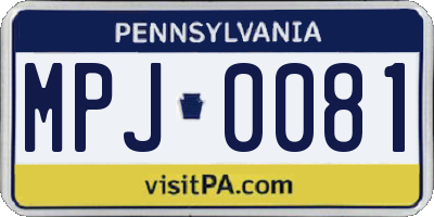 PA license plate MPJ0081