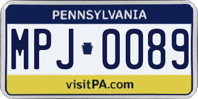 PA license plate MPJ0089