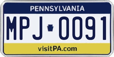 PA license plate MPJ0091