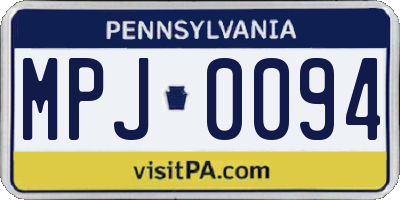 PA license plate MPJ0094