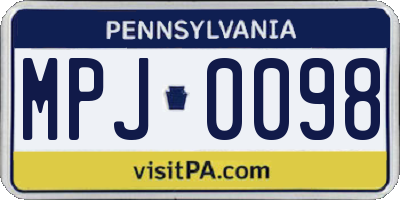 PA license plate MPJ0098
