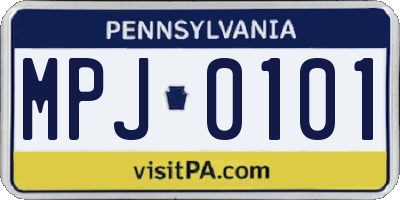 PA license plate MPJ0101