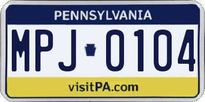 PA license plate MPJ0104