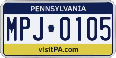 PA license plate MPJ0105