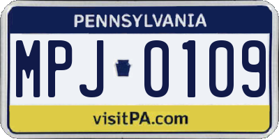 PA license plate MPJ0109