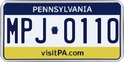 PA license plate MPJ0110