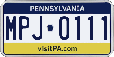 PA license plate MPJ0111