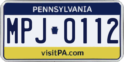 PA license plate MPJ0112