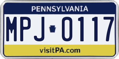 PA license plate MPJ0117