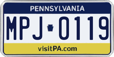 PA license plate MPJ0119