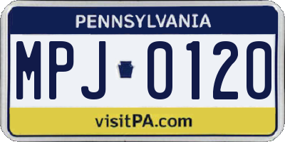 PA license plate MPJ0120