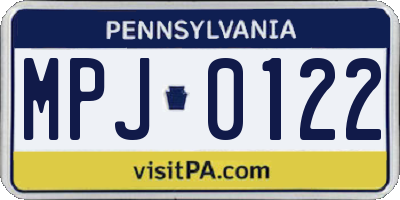 PA license plate MPJ0122