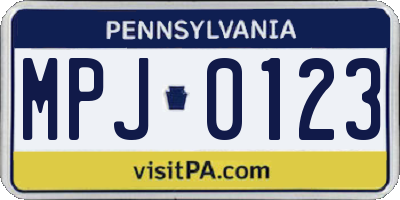 PA license plate MPJ0123
