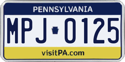 PA license plate MPJ0125