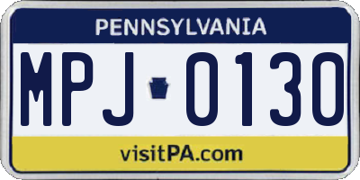 PA license plate MPJ0130