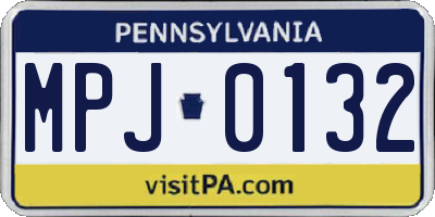 PA license plate MPJ0132