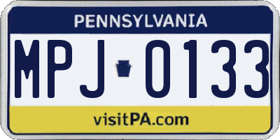 PA license plate MPJ0133