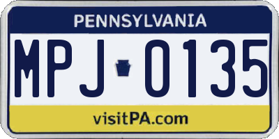 PA license plate MPJ0135