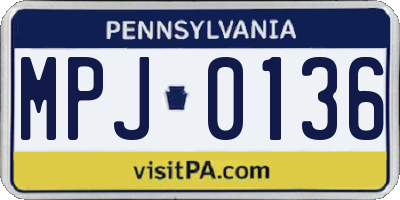 PA license plate MPJ0136