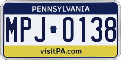 PA license plate MPJ0138