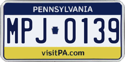 PA license plate MPJ0139