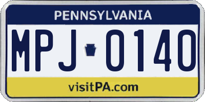 PA license plate MPJ0140
