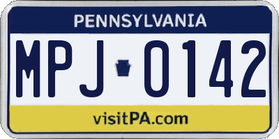 PA license plate MPJ0142