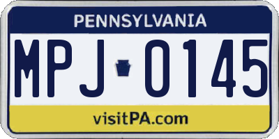 PA license plate MPJ0145