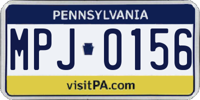 PA license plate MPJ0156