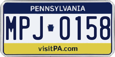 PA license plate MPJ0158