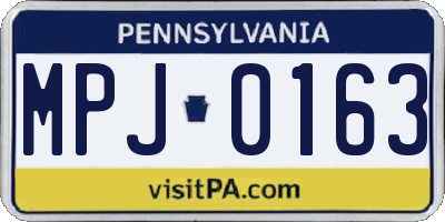 PA license plate MPJ0163