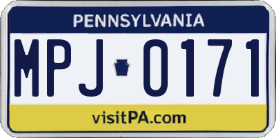 PA license plate MPJ0171