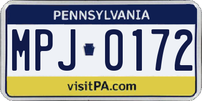 PA license plate MPJ0172