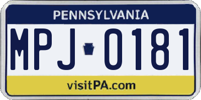 PA license plate MPJ0181