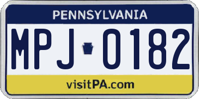 PA license plate MPJ0182