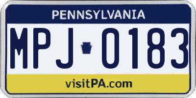 PA license plate MPJ0183
