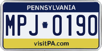 PA license plate MPJ0190