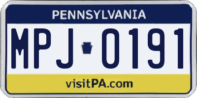 PA license plate MPJ0191