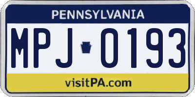 PA license plate MPJ0193
