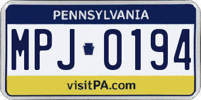 PA license plate MPJ0194
