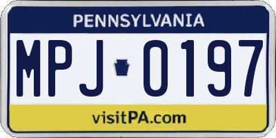 PA license plate MPJ0197