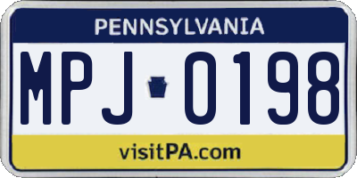 PA license plate MPJ0198