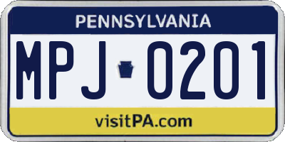 PA license plate MPJ0201