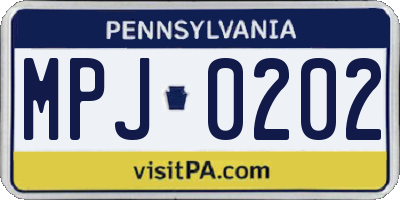 PA license plate MPJ0202
