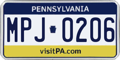 PA license plate MPJ0206