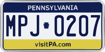 PA license plate MPJ0207