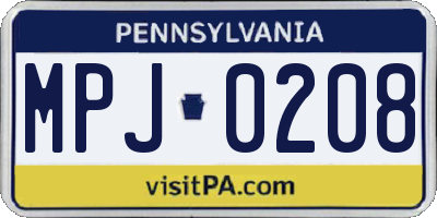 PA license plate MPJ0208