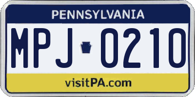 PA license plate MPJ0210