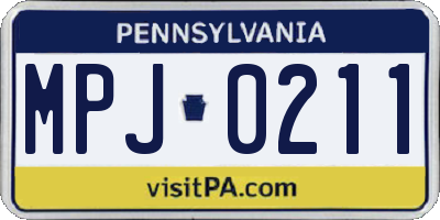 PA license plate MPJ0211